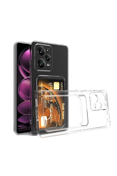 Ummeslem Xiaomi Redmi Note 12 Pro 5G için Uyumlu Kılıf Kartlıklı Şeffaf Setra...