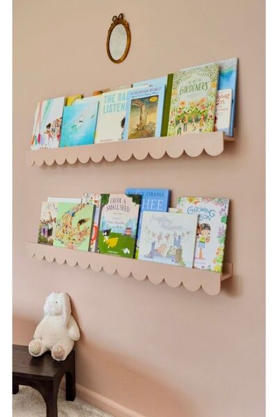 afralya home 2'li Montessori Raf 60 cm Ahşap Askılık Kitaplık Eğitici Montess...