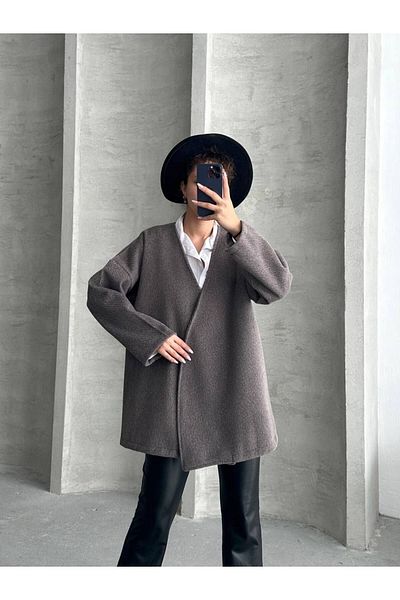 İLKCET MODA Γυναικείο μπουφάν Gabardine Fabric Oversize