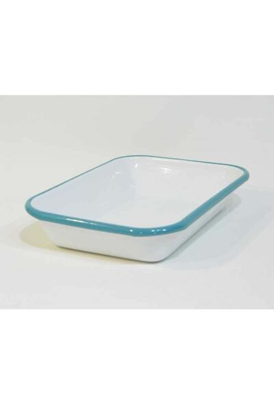 Emayeci 22x16cm Meze Tabağı Beyaz - Kordon Turkuaz