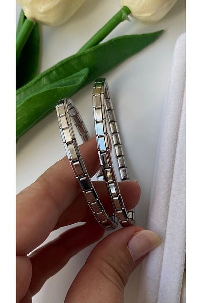 Aksesuar Italian Rubber Bracelet - Steel Fine Silver
