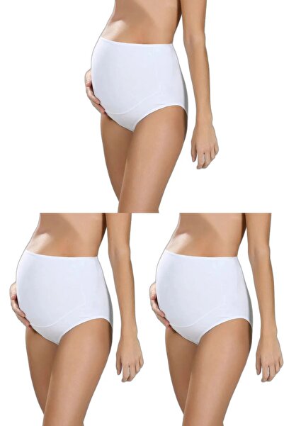 MYZİ STORE 3-пакет білих 100% органічних бавовняних трусиків для вагітних та породіль 3366