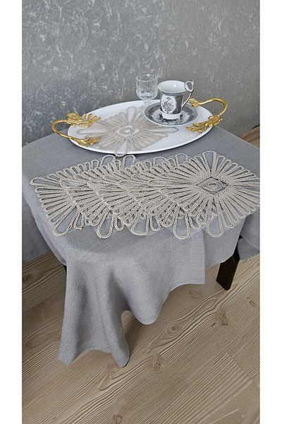ZESA HOME Set of 6 Coffee Color Stylish Tulle Guipure Napkins