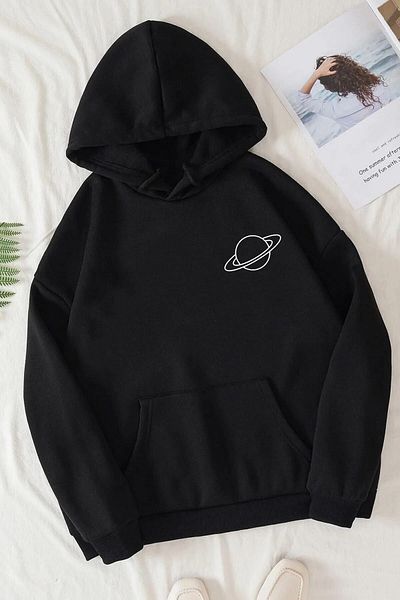 Pink Sky Μαύρο φούτερ Oversize