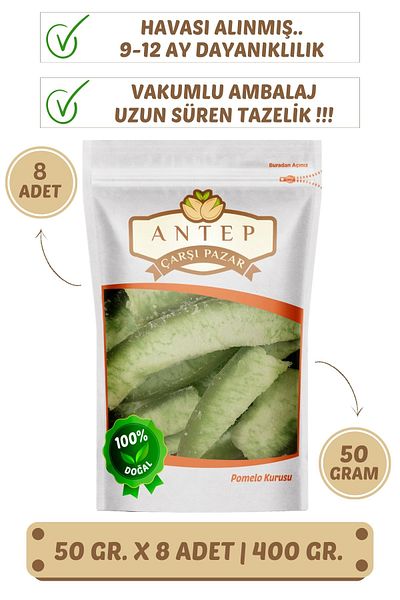 Antep Çarşı Pazar 8 Pieces of Pomelo Dried Fruit - 50 Gr. Vacuum Packaging