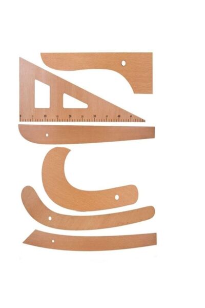 Genel Markalar İthalatçı Garantili Terzi-modelist-tekstil 6 Parça Ahşap Cetvel Riga Gönye Takımı Mekanik 2 Yıl Kah