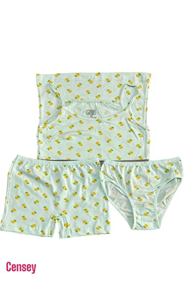 CENSEY Kız Çocuk  %100 Pamuklu Atlet,Külot ve Boxer 3 ü  Bir Arada  Set