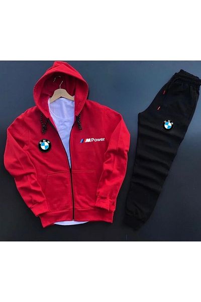 YOHO SPORT Σετ αθλητικής φόρμας BMW Mpower Printed Cotton - Μπουφάν με φερμουάρ και παντελόνι 2 τεμαχίων Unisex