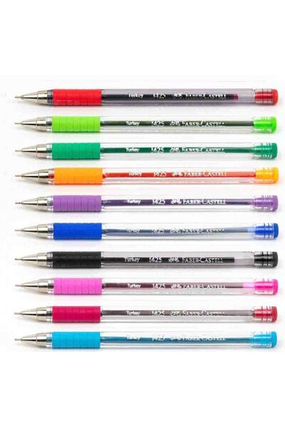 Faber Castell 1425 Tükenmez Kalem 10 Renk +  Fineliner Kalem 10 Renk