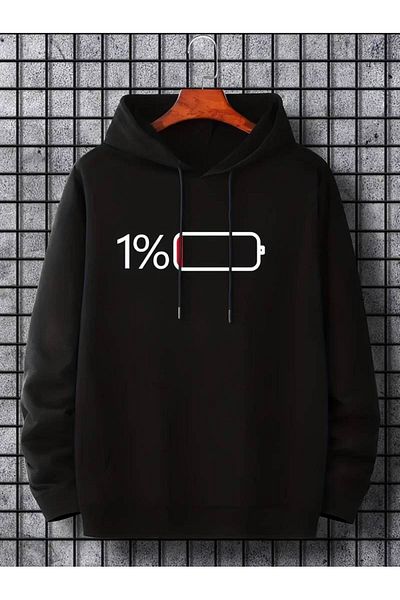 Keywest Unisex 1% Energy Printed Oversize Χειμερινό φούτερ με κουκούλα 3 νημάτων 100% βαμβακερό φούτερ