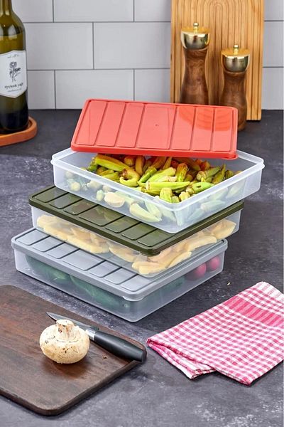 UCR HOME Set of 3 with 2100 ml Capacity - Food Storage Container, Microwave and Drip-Frying