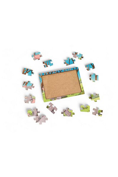 Fizello Elephant 16 Piece Educational and Informative Wooden Children's Puzzle Montessori & Jigsaw Puzzle Baby Kids Toy