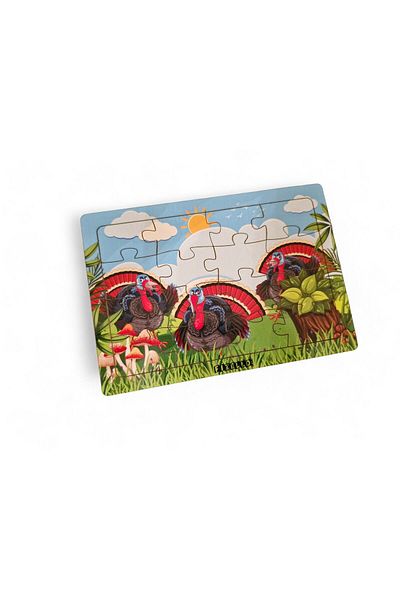 Fizello Turkeys 16 Pieces Educational Learning Wooden Kids Puzzle Montessori Jigsaw Baby Children Toy