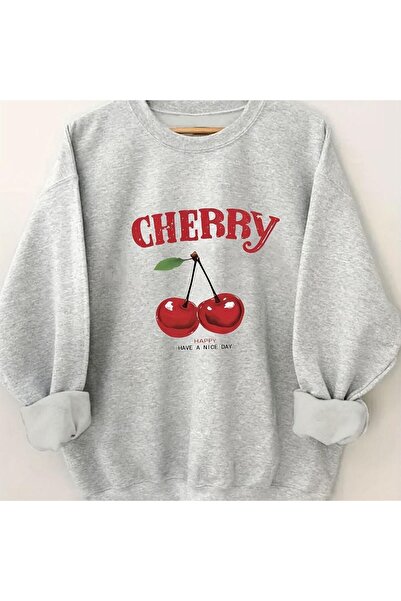 Massgai Happy Cherry Вишневий принт Unisex Oversize Світшот - Велосипедний ко...