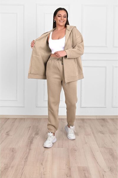 Koza Butik Дамски комплект с голям размер - 3 нишки растер, двоен комплект 3484-23