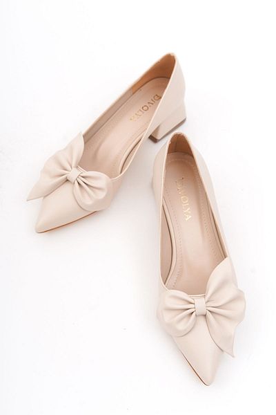 DİVOLYA Camila Beige Bow (4cm) Toc ascuțit