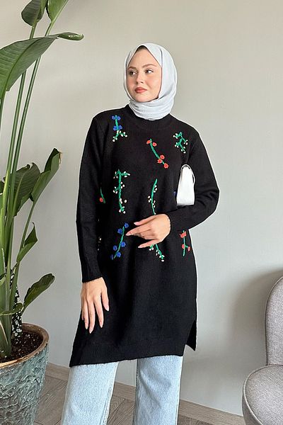 InStyle Handcrafted Soft Black Knitwear Tunic
