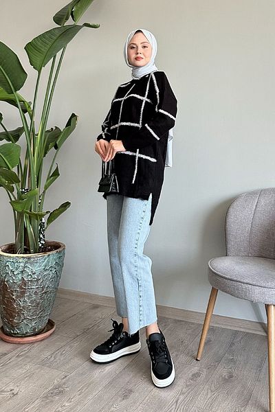 InStyle تونيك تريكو أسود ناعم لامع