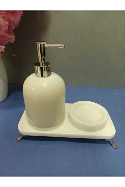 ŞİMMER STONE Sunumluk Tepsili 3'lü Banyo Seti