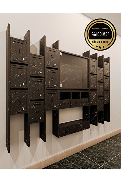 rafineritasarım ELİPS Posta Kutusu MDF 18 ' Lİ SİYAH