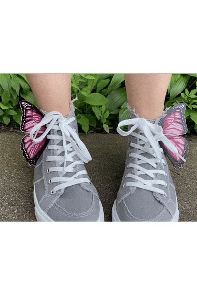 barsdepo Pink Ornamental Butterfly Shoes - Lacing Design