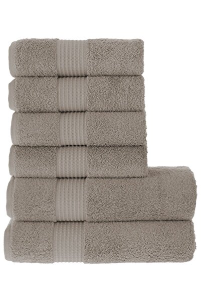 MAURAHOME Tomurcuk %100 Pamuk 6'lı Banyo Ve El Havlu Seti | 2'li 70x140cm Ve 4'lü 50x100cm | Açık Kahve