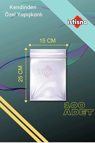 İstisna 100 Adet 15x25 Cm Kendinden Yapışkanlı Açılıp Kapanabilir Şeker Kurabiye Şeffaf Plastik Poşet Torba