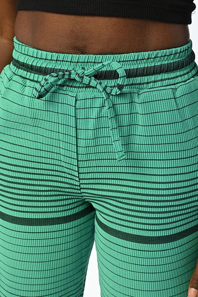Orfeo Negro Horizontal Line Patterned Comfortable Trousers with Elastic Waist