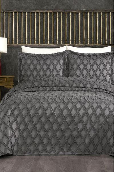 Çeyiz Diyarı Lucca Anthracite 3 Piece Pique Set - Dowry