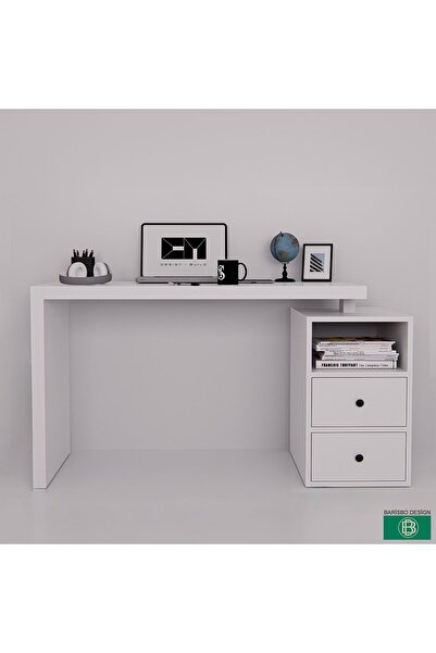 barisbo design Çalışma Masası Çekmeceli Ve Raflı Geniş Çalışma Alanına Sahip