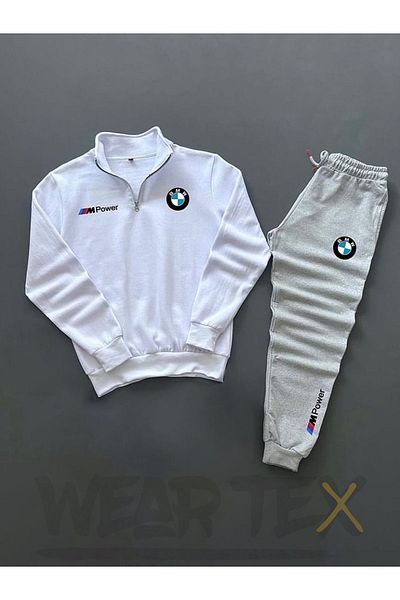 WEARTEX Unisex Bmw Printed Half Zipper Tracksuit Set