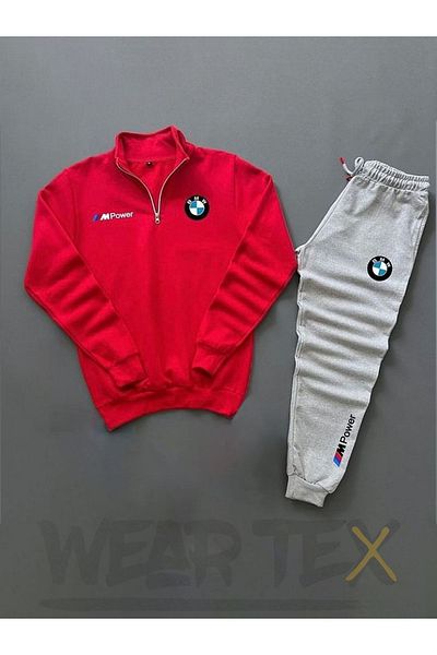 WEARTEX Unisex Bmw Printed Half Zipper Tracksuit Set