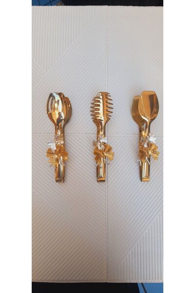 umut züccaciye Set of 3 Titanium Plated Tongs
