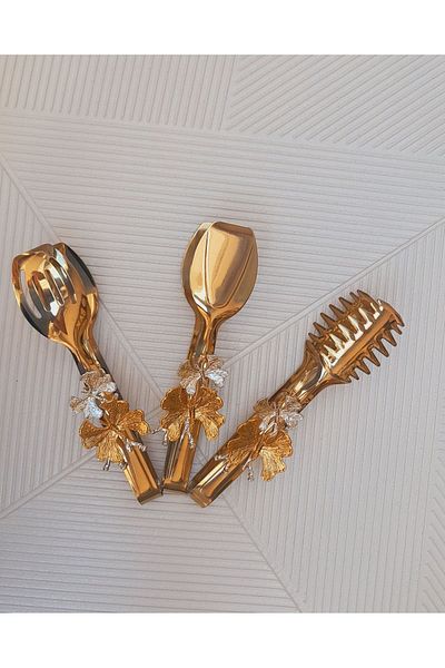 umut züccaciye Set of 3 Titanium Plated Tongs