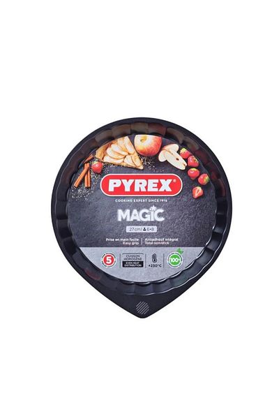 Pyrex Magic 27cm Flan Pan - Durable Non-Stick, Easy Grip Handle, Oven Safe