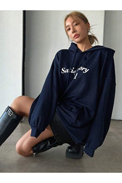 AFROGİYİM Унісекс Satisfactory 1991 Басклі Оверсайз Худі