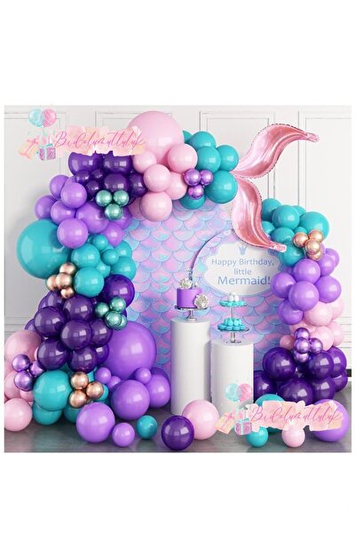 BİDOLUMUTLULUK Deniz Kızı Konsept Metalik Balon Seti Parti Doğum Günü Konsept...