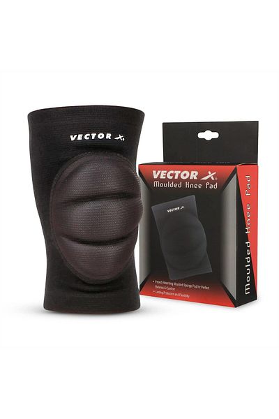 Vector X Moulded Elastic Slip-in Knee Support (Black, Size - Small) | Material - Elasticized Fabric