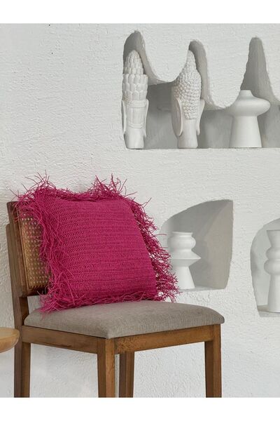 Maison Avf Ροζ Ραφία Ψάθινο Μαξιλάρι