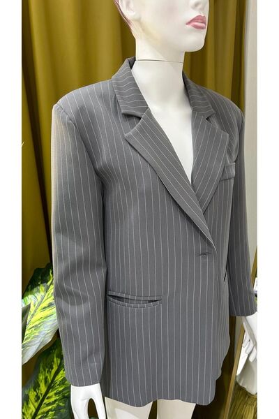 ekshe Çizgili maskülen blazer ceket