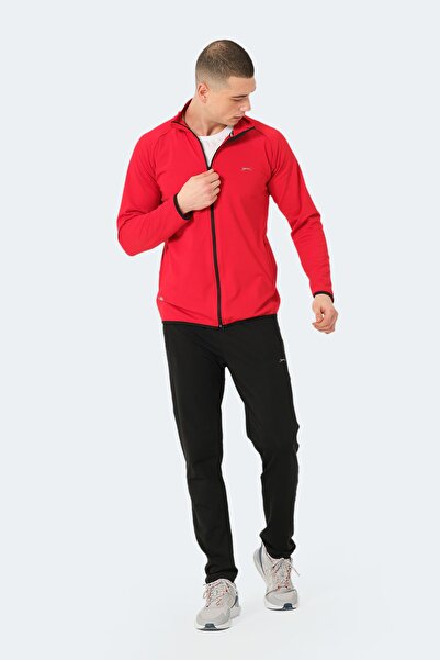 Slazenger ORRA IN Erkek Fermuarlı Dik Yaka Cepli Kırmızı Eşofman Takımı