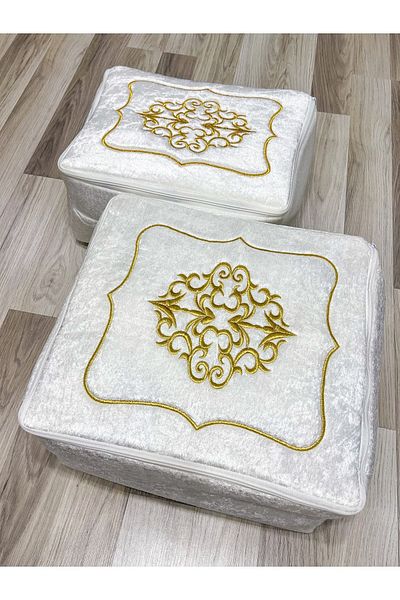 AYHANHOME Χρυσό κεντημένο βελούδινο τσαντάκι προίκας - Πακέτο κρέμας 2 τεμαχίων Αρραβωνιαστικός σάκος γαμπρού