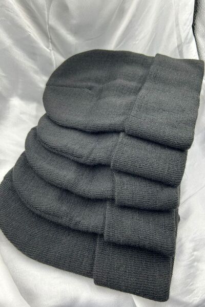 KISCHE 5 Pieces Unisex Men's Women's Flexible Comfortable Winter Windproof 5-Piece Black Beanie