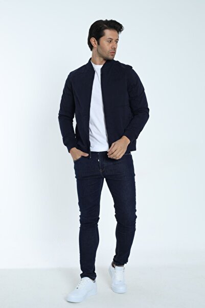 Cordial Чоловіча пілотська куртка 100% бавовна, темно-синього кольору, на блискавці