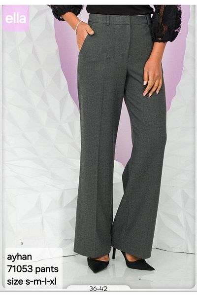 AYHAN High Waist Side Pocket Straight Cut Anthracite Trousers