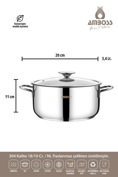 Amboss Winner 7-Piece - Stainless Steel Pan and Deep Pot Set, Suitable for Cookers