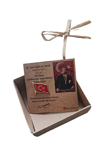 Turkish Flag Badge Gold Metal October 29 Republic Day Teachers' Day Gift