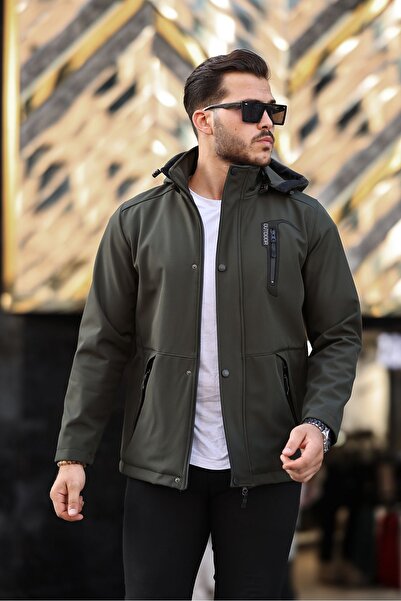 Boymen Ανδρικό παλτό Shoftgel με κουκούλα και γούνινο παλτό