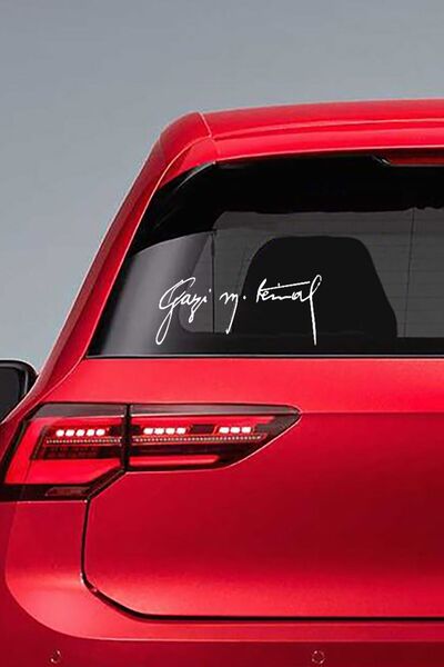 Artikel Beyaz Atatürk İmzası Araç Sticker 21x29 cm, Oto Sticker, Araba Sticker