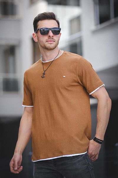 Oksit Koben Piece Fabric Detailed Men's Slim Fit Tshirt